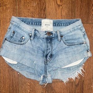 One Teaspoon Light Blue Distressed Jean Shorts
